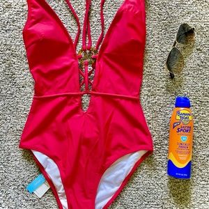 Sexy Plunge Red One Piece